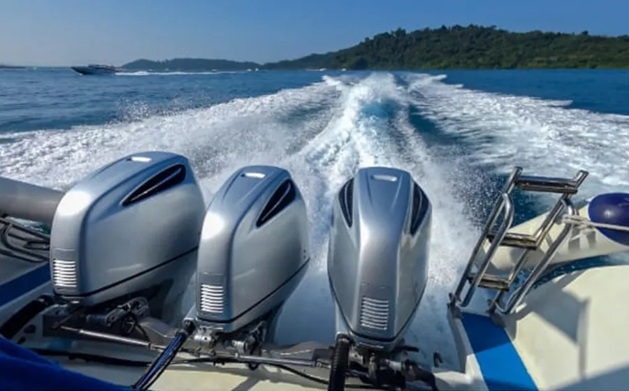 MD Process application on marine outboard motors ensuring hard surfaces and aesthetic finishes for sliding components.